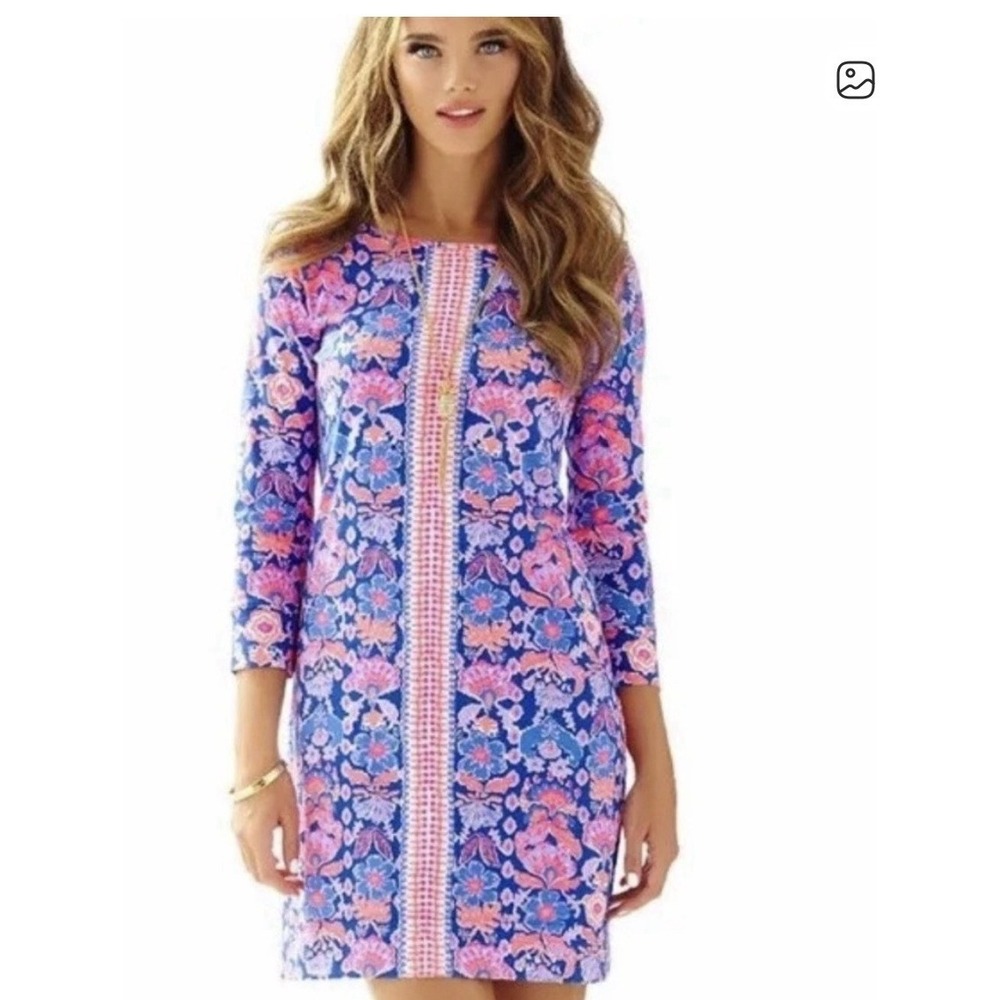 Lilly Pulitzer Marlowe Dress Womens M Blue Iris Blue Pink Werk It Engineered
